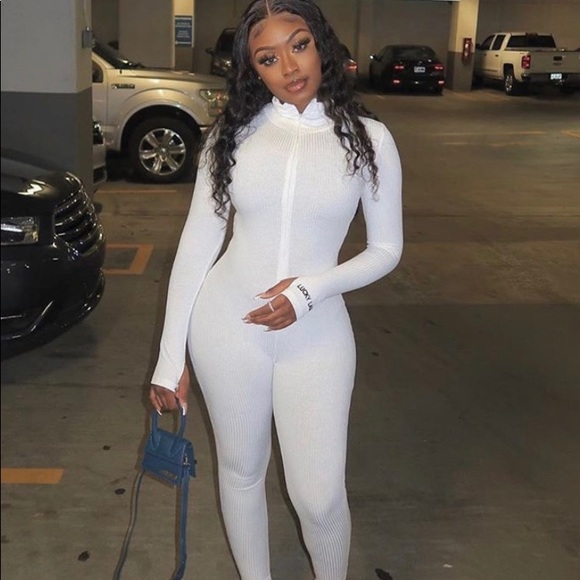 Lucky Label Make a Wish White Ribbed Jumpsuit - Picture 1 of 14